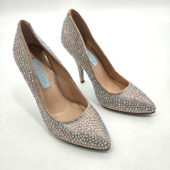 Betsey Johnson Crystal Rhinestone Pumps SB-SHINE Women 6 Stiletto Heels Slip On - Picture 1 of 8